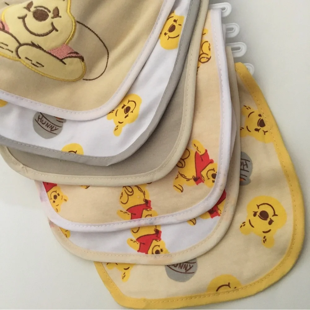 NEW 7 Bibs Winnie the Pooh Bear Theme Variety Pack | Disney Baby